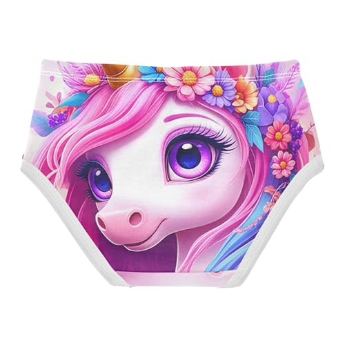 Cute Unicorn Sparkling Pink Little Girl Panties Toddlers Underwear Floral Cotton Animal Kids Briefs Undies 2t2