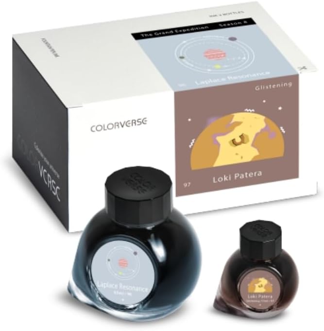 Colorverse Ink - Season 8 - The Grand Expedition - No.96 Laplace Resonance (65ml) and No.97 Loki Patera (Glistening) (15ml) Fountain Pen Ink