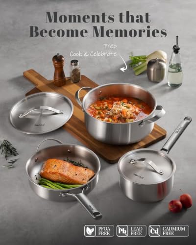 Image of Titanium Cookware set | Hammered Titanium pans for cooking with Lids | 14 Pcs | Non-Toxic Skillet |PFAS /PFOA /PTFE Free | Dishwasher&Oven Safe | Kitchen Induction Compatible au gratin pan