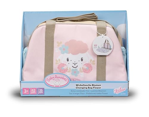 Baby Annabell Wickeltasche – Puppenzubehör inkl. Wickelunterlage, Pretend Lotion Flasche & Windel – 100% plastikfreie Verpackung – passend für jede 36 cm und 43 cm große Puppe – geeignet für Kinder ab