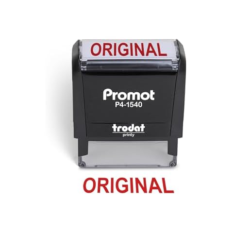 Promot Original Self Inking Rubber Stamp - Refillable Stampers for Office - Business, Accounting, Bookkeeping, Coding, Legal, Notary, Work, Ordering, Inventory Stamps - Red Ink Cover