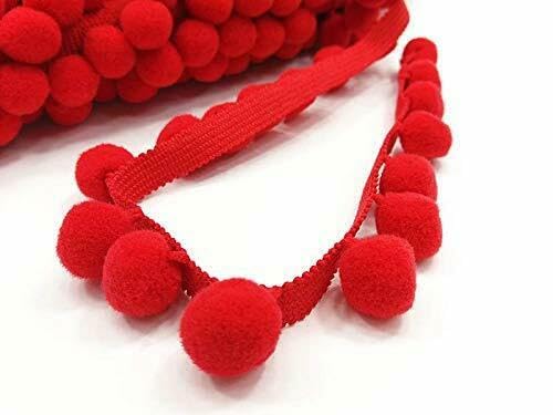 Garniture pompon XL 2 cm rouge vif de 10 mètres pour décoration