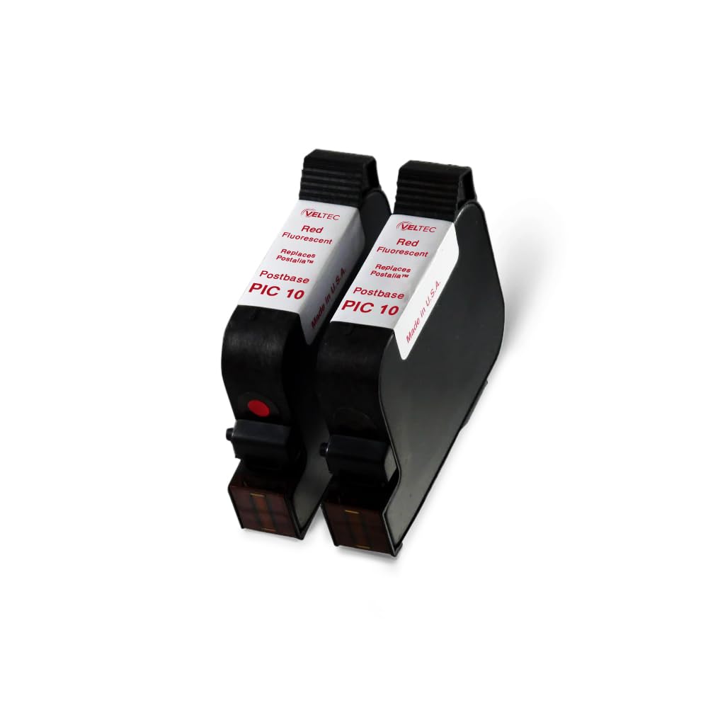 Veltec Red Florescent Ink Cartridge for FP PIC10 PostBase Models: #58.0052.3038.00, 20, 30, 45, 65, 85, Auto, Econ, Integra, Pro, ProDS and Semi –