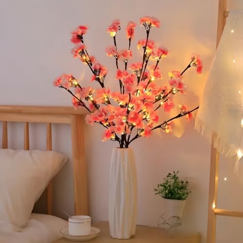 Image of Ulalaza 27.5'' 2 Branches 40 LED Bulbs Twig Lamp Battery Operated LED Lighted Willow Branches Vase Fillers Use for Christmas Home Party Decoration Indoor Outdoor