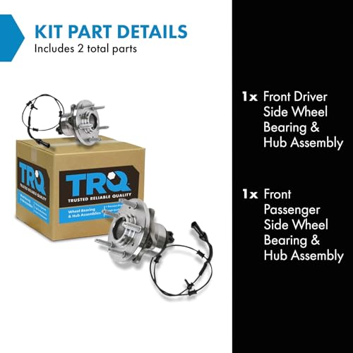 Image of TRQ Front Left and Right Wheel Bearing and Hub Assembly Set 2 Piece Compatible with 2002-2005 Ford Thunderbird 2000-2006 Lincoln LS