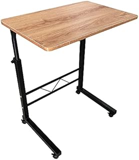 reakoo Laptop Table for Sofa, Adjustable Height Desk Table Workstation 60 * 40cm, Portable Overbed Mobile Computer Table with Wheeled & Metal Frame for Home, Office, Study (Beige)