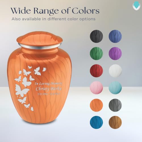 Image of Geturns Embrace Adult Custom Butterfly Cremation Urns for Human Ashes I Pearl Orange Large Funeral Urn for Female and Male I 200 lbs (Pearl Orange)