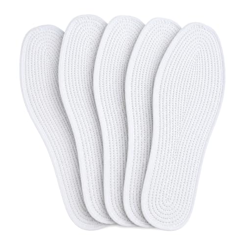 Image of 5 Pairs Shoe Inserts for Women, Handmade Soft Insoles, Washable Sweat-Absorbing Pads, All-Cotton Shoe Insoles Cuttable Footbeds for Sneakers, Flats, Crocs, Comfort for Everyday Use (men 7 / women 8.5)