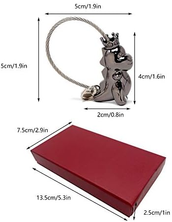 Couples Keyrings Set, Cute Dinosaur Keyring Magnetic Love Keychain with Gift Box Aluminum Alloy Couple Keychain Gifts for Boyfriend Girlfriend (Black and Rose Gold)