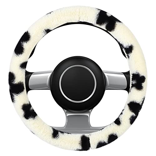 Funda para volante con estampado de vaca, protección para volante de coche con antideslizante y absorción del sudor, adorable funda para volante de coche con estampado de vaca para hombre y mujer,