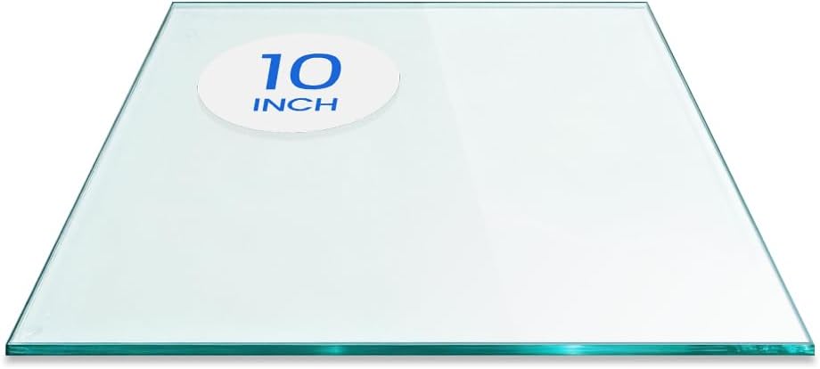 Dulles Glass 10 inch Square Glass Table Top - Tempered - 1/4" Thick Glass Surface, Safe Flat Polished, Eased Corners, Multipurpose for Dining Table, Patio, Coffee and End Table