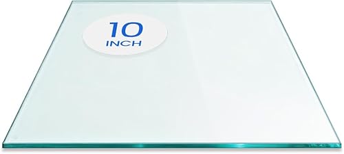 Dulles Glass Superficie de Mesa de Vidrio Cuadrada de 10 pulgadas - Templado - Superficie de Vidrio de 1/4" de Grosor, Pulido Plano Seguro, Esquinas