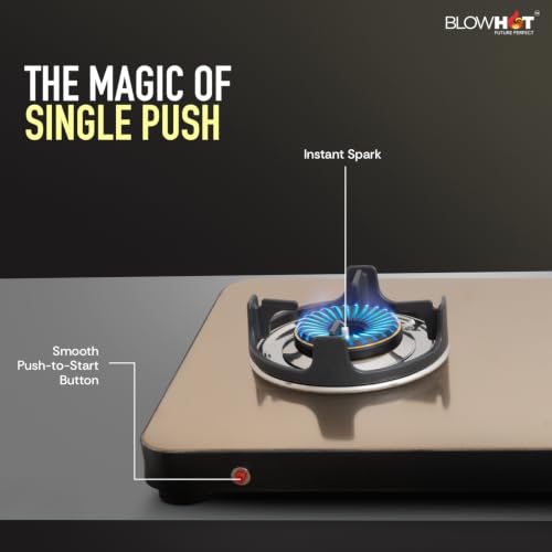 Image of BLOWHOT Crystal 2B Gas Stove | Stainless Steel Top | Push Button Auto Ignition Gas Stove Powered by Battery | Warranty - 2 Year on Product | 5 Years on Burner and Gas Valves