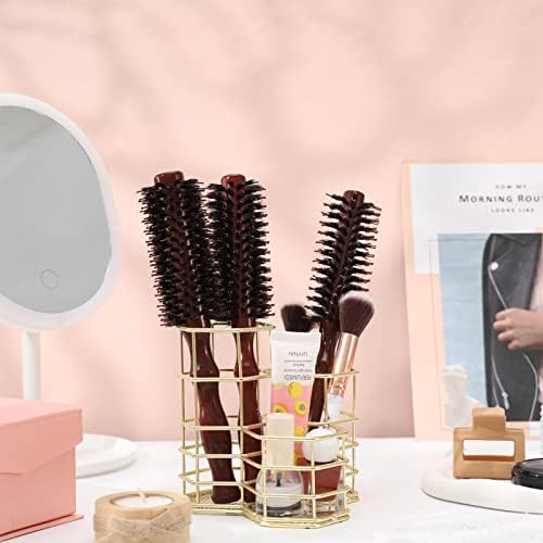 Fuyamp 3 Pack Boar Bristle Round Brush Round Hair Brush, Natural Wooden Handle Styling Brush Blow Dry Brush Anti Static Roller Hairbrush for Men Women Straightening and Curling, Wet and Dry Hair