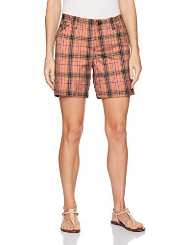 Lee Women's Straight Fit Tailored Chino Short, Coral Trixie Plaid, 16