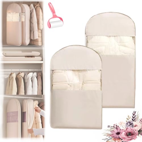 Housse à vêtements suspendue auto-compressante beige M L