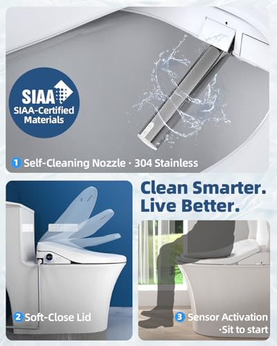 Image of Electric Bidet Toilet Seat, Heated Toilet Seat Elongated with Instant Warm Water & Dryer, Feminine & Front Rear Wash, Wireless Remote, Self-Clean Nozzle, Slow Close Lid, Upgraded Silent ECO Child Mode
