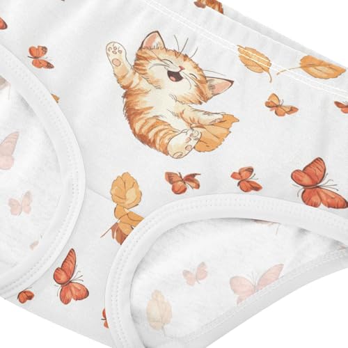 ZZKKO Orange Cat and Butterfly Girls Underwear Toddler Panties for Girls Comfort Brief Size 2T-8Y3
