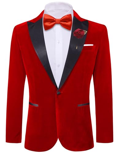 Image of Barry.Wang Velvet Mens Blazer Mardi Gras Sport Coat Brooch Regular Fit Tuxedo Peaked Lapel Suit Jacket Carnival Parade