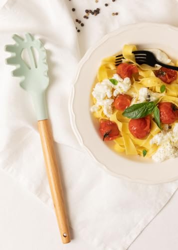 CREATE/Set de utensilios verde y madera / 11 utensilios, silicona y madera de haya, libres de BPA, resistente al calor hasta 230°C - imagen 8