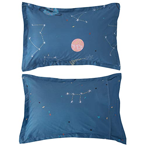 Fadfay Planet Star Constellation Sheets 100% Cotton Universe Space Bed Sheet Set Queen Meteor Moon Printed Sheet Set Boy Girls Kids Teen Navy Deep Pocket Fitted Sheet 4 Piece #TOP5