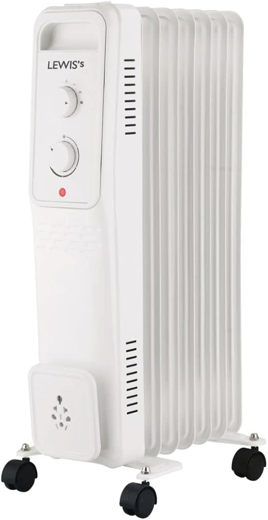 Lewis's Oil Filled Radiator (watts, 1500) 7Fin, Thermostat Heater with