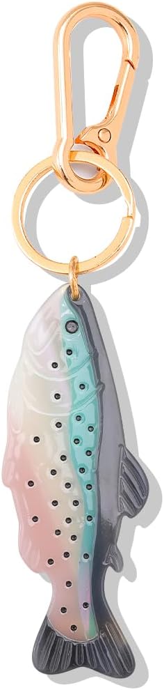 Multifunctional Acetate Fish Bag Clasp & Keychain Charm - Gold Tone Ring with Lobster Clasp, Fashion Accessory for Purse Keys DIY Decoration