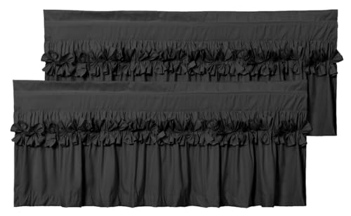 HIG 2 Pack Black Ruffle Window Valances – Handcrafted Bow