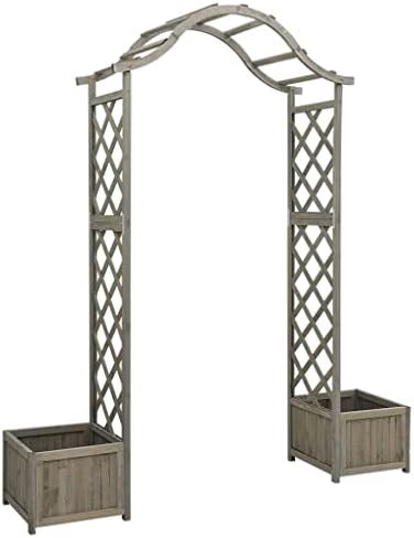 vidaXL Solid Firwood Garden Pergola with Planter Home Lawn Backyard Outdoor Patio Terrace Wooden Entryway Flower Planter Arbor Arch Gray