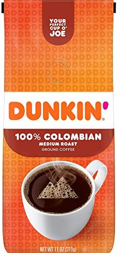 Dunkin' 100% Colombian Medium Roast Ground Coffee, 11 Ounces