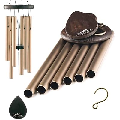 UpBlend Outdoors Wind Chimes for Outside, Gift for Mom, Deep Tone, Sympathy Gifts for Loss of Loved One, Patio Decoration, Memorial Windchimes, 28" Gold