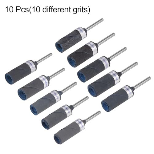 QUARKZMAN 10-częściowy zestaw rolek papieru ściernego, ziarnistość 180-2500, trzpień 3 mm, bębny szlifierskie, tulejki, cylinder, głowica szlifierska do obróbki drewna, szkła, metalu, polerowania