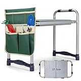 P!NKSHARK Garten-Kniebank, verbessertes rutschfestes Design & 27,5 cm Kniekissen – klappbar & tragbar, Kniehilfe für Gartenarbeit (bis 150kg), 1 Tasche, HBT 52x28x45cm Grün