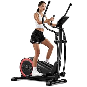 UMAY Elliptical Machine for Home, Elliptical Exercise Machine with 8 Levels Resistance & Pulse Rate Grips, Silent Magnetic Elliptical Trainer with 15.5″ Stride and LCD Monitor