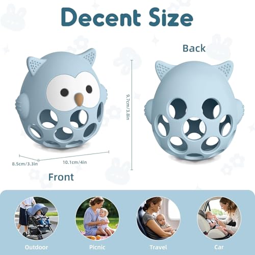 Image of Baby Teething Chick Toy, Upgraded Easy Grasp Silicone Teething Rattle Ball Toy for Babies Over 3 Months, 100% Food Grade, Gift for Infant Boys and Girls 0-6-12 Months (Blue.)