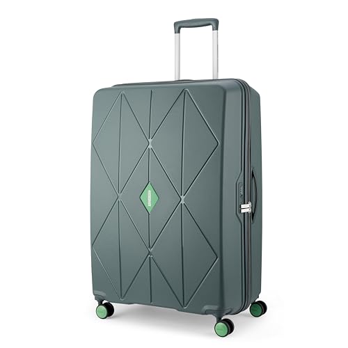 Image of American Tourister Qubiz | Check-in Trolley Bag (80 cm) | 360 8 Wheel Travel Luggage | Hard Case Polypropylene Suitcase | Recessed Combination Lock | Green