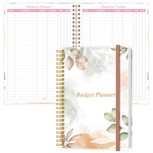Planificateur budgétaire A5 feuille de rose au bureau ou dans votre portefeuille