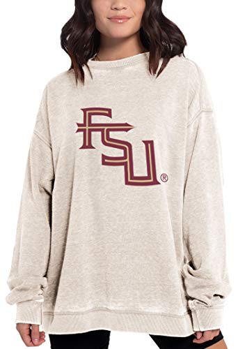 Chicka-d Womens Oversized Dropped Shoulder Crewneck Fleece Sweatshirt | NCAA Primary Team Icon Neutral Florida State Seminoles Neutral Medium