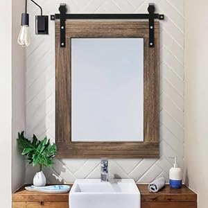   AAZZKANG-Rustic-Wood-Mirror-Rectangle-Decorative-Wall-Mirror-Large-26x18-with-Frame-Bedroom-Living-Room-Bathroom-Hanging-Mirror