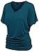 Made by Johnny MBJ WT1037 V Neck Short Sleeve Dolman Top with Side Shirring XXL Teal