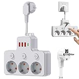 Intelligente Steckdosenleiste mit USB-Anschlüssen, 2500W 3/4 Fach Mehrfachsteckdose Mit Einzelschalte, Ohne Kabel Steckdosenleiste mit Überspannungsschutz, Mehrfachsteckdose für Wohnzimmer Büro (A)