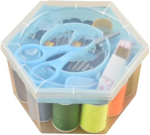 LWECMGSA Plastic Hexagonal Multi-Functional Sewing Kit Portable Tool Box