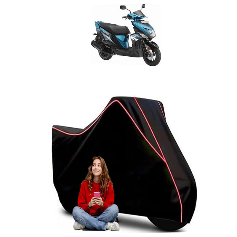 Image of Cygnus Ray ZR Disc Scooty Bike Cover Water Resistant Outdoor Use Universal Fit Scooters Motorcycles Heavy Duty UV Protection Dust Rain Scratch Resistant Elastic Bottom Black Blue Piping