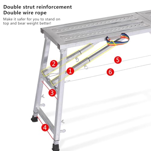 Plateforme d'échafaudage pliable et réglable 140cm | Charge max 150 kg - 5