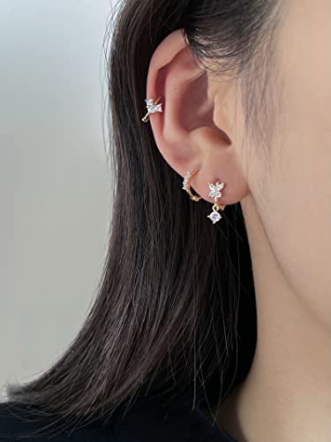 Image of DAILY VIBES Dainty Butterfly Cross CZ Small Huggie Hoop Earrings for Women | Hypoallergenic, 14K Gold Plated Hoops, Tiny Cubic Zirconia, Cartilage Hoop Earrings for Women Trendy