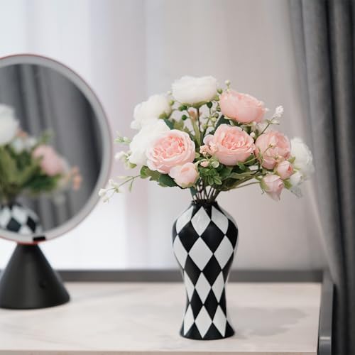 Vase d'intérieur en résine imperméable décoratif noir et blanc - 8