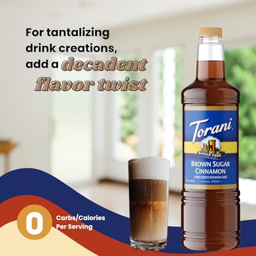 Image of Torani Sugar Free Brown Sugar Cinnamon Syrup 1L - Keto, 0 Calorie