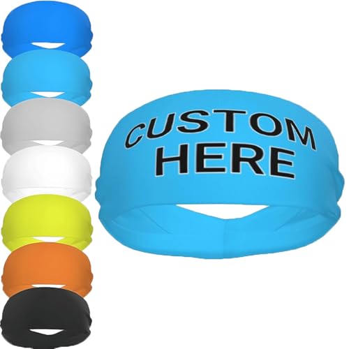 Image of Custom Sports Headband Custom Sweatband Bandana Add Your Image Logo Text Number. Bulk Custom Men Or Women Moisture Wicking Ventilate Elastic Headband