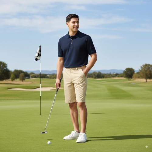 Image of French Toast Men's Moisture Wicking Flat Front Stretch Microfiber Performance Short