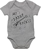 Statement Sprüche Baby - My Daddy Rocks - 3/6 Monate - Grau meliert - Body Baby Junge - BZ10 - Baby Body Kurzarm für Jungen und Mädchen